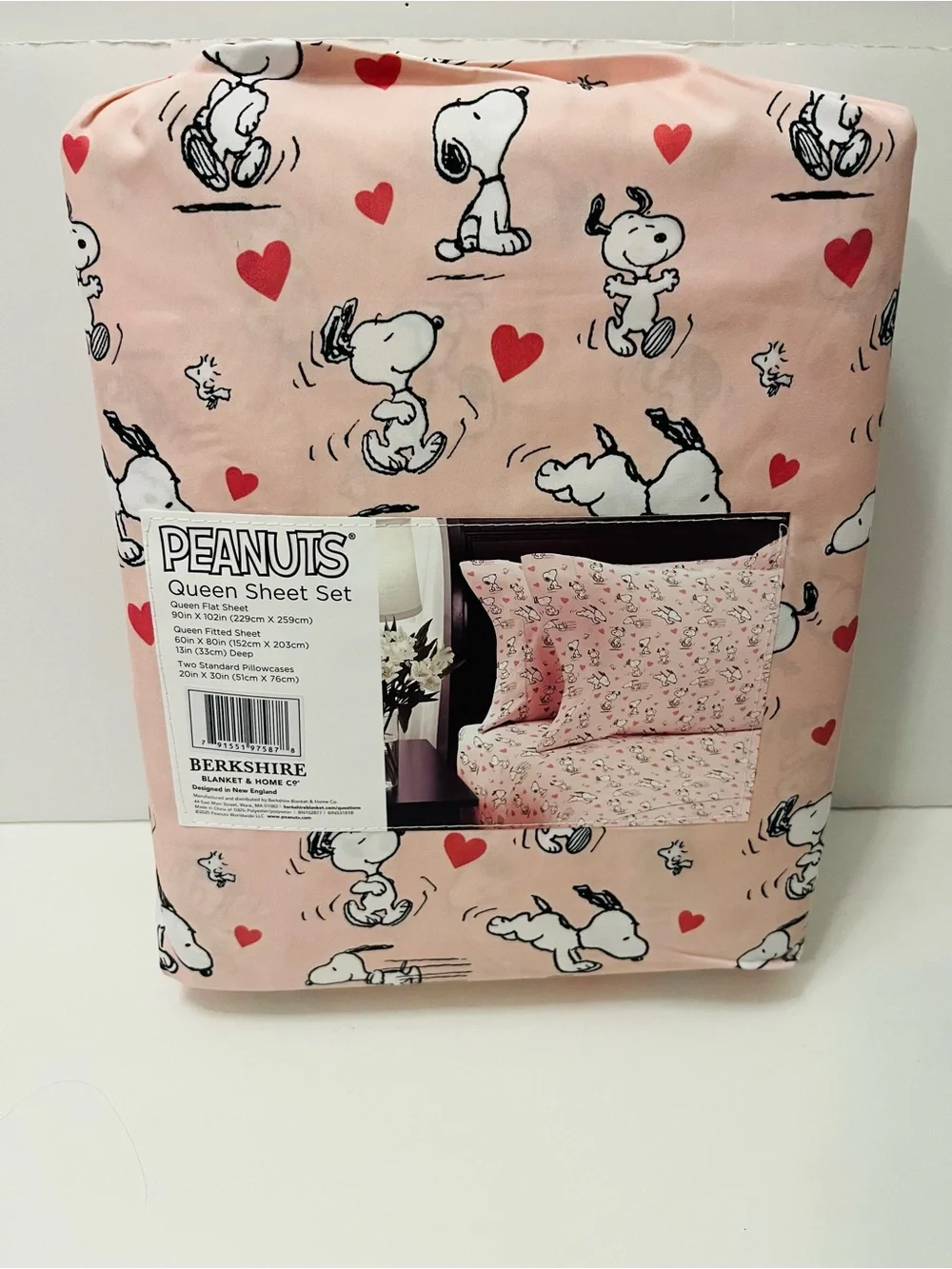Berkshire Peanuts & Cynthia Rowley Lot of 2 Queen Sheet Sets Christmas Valentine